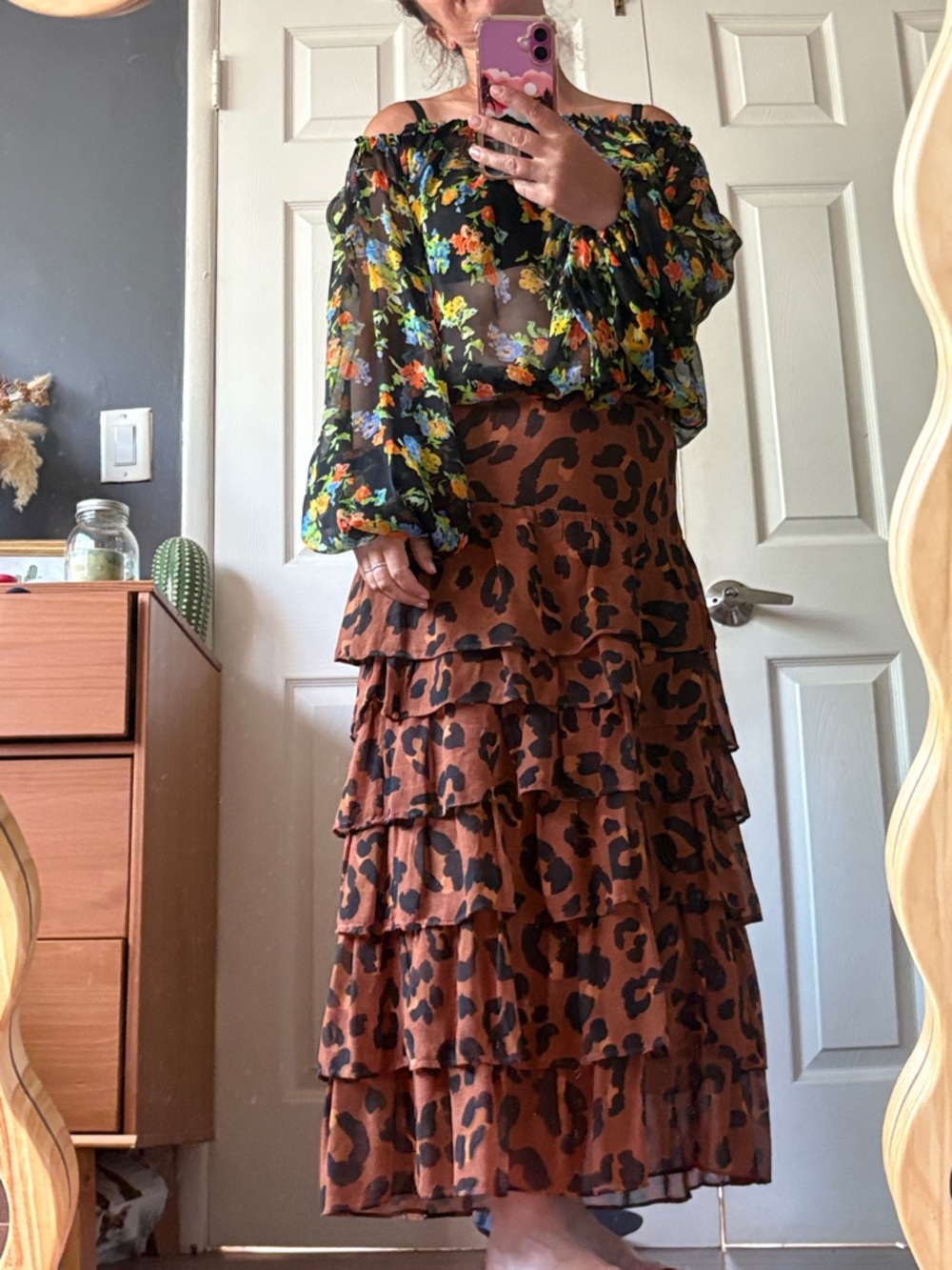 Caroline Constas Black Floral Off-Shoulder Blouse